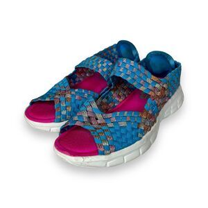 Skechers Girls Multi Color Woven Mary Jane Sneakers Gel Infused Memory Foam Blue